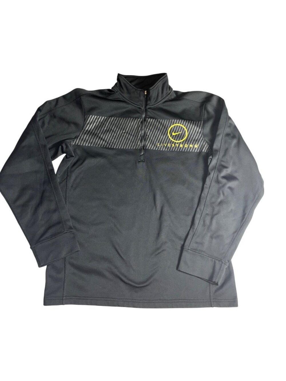 Nike Livestrong mens 1/4 Zip Black Pullover Medium Long Sleeve cycling